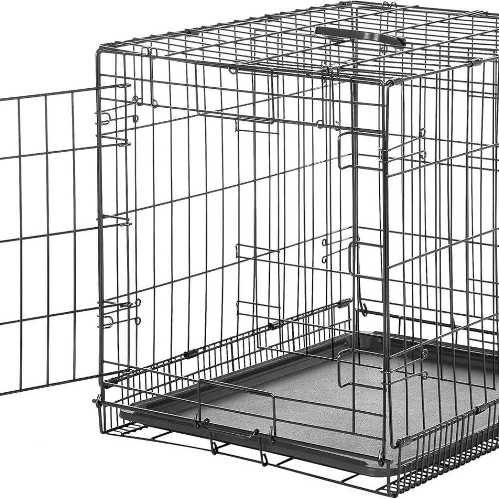 Durable, Foldable Metal Wire Small Dog Crate with Tray, Single Door, 24 x 18 x 2